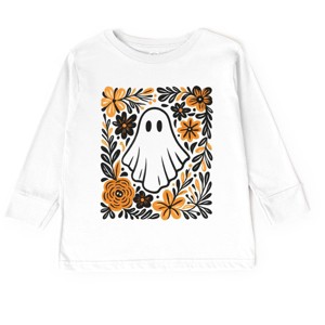 Ghost Floral Orange - Toddler Long Sleeve Graphic Tee and Youth Long Sleeve Graphic T-Shirt - 1 of 3