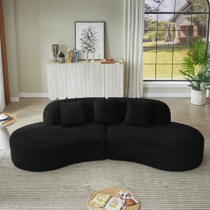 Dolonm 123.2"Fully Compressed Segmented Sofa,Curved Double Noble Consort Combination Sofa Set,Corduroy Fabric No Assembly,Living Room Apartment - 1 of 4