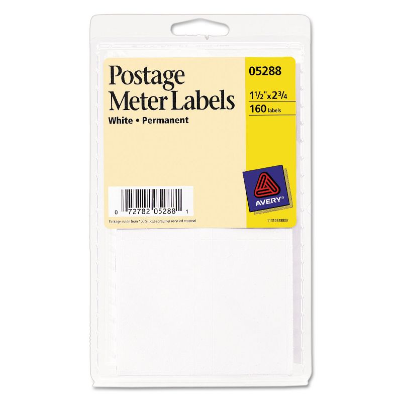 Avery Permanent Adhesive Postage Meter Labels 1 1/2 x 2 3/4 White 160/Pack 05288, 2 of 4