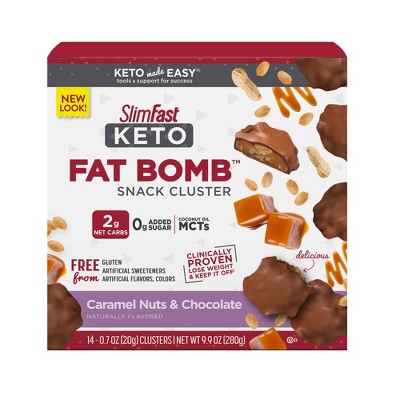 SlimFast Keto Fat Bomb Snack Cluster - Caramel Nuts & Chocolate - 14ct