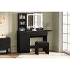 Vanity Desk with Mirror & Lights – Makeup Vanity with 2 Drawers, 2 Shelves & Door, 3 Lighting Modes Adjustable Brightness, Black - 4 of 4
