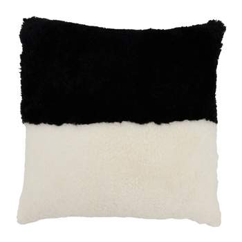 Saro Lifestyle Luxurious Sheep Fur Poly Filled Pillow with Two-Tone Elegance