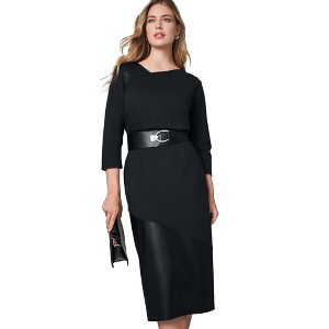 Jessica London Mixed Media Midi Skirt - 1 of 4