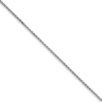 Black Bow Jewelry 0.8mm 14k White Gold Round Diamond Cut Wheat Chain Necklace