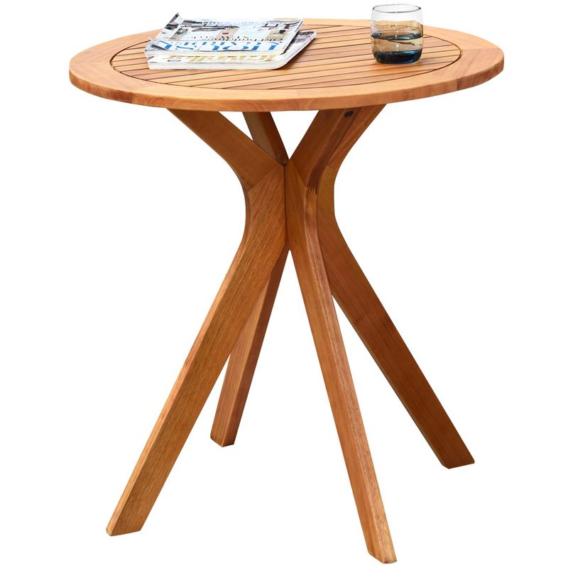 Costway 27'' Outdoor Round Table Solid Wood Coffee Side Bistro Table, 2 of 11