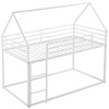 Twin over Twin House Bunk Bed with Built-in Ladder / Slide, Metal Frame, No Box Spring Needed, White/Black - ModernLuxe - 4 of 4