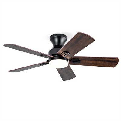 TOBILI Ceiling Fans with Lights, 42 inch Low Profile Ceiling Fan,Flush Mount,Dimmable, Noiseless, Black Ceiling Fan for Bedroom, Indoor/Outdoor Use