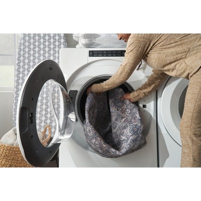Gray Floral Cotton Chenille 8' x 10' Area Rug