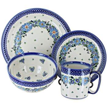 Blue Rose Polish Pottery 1000-4 Galia 16 Piece Dinnerware