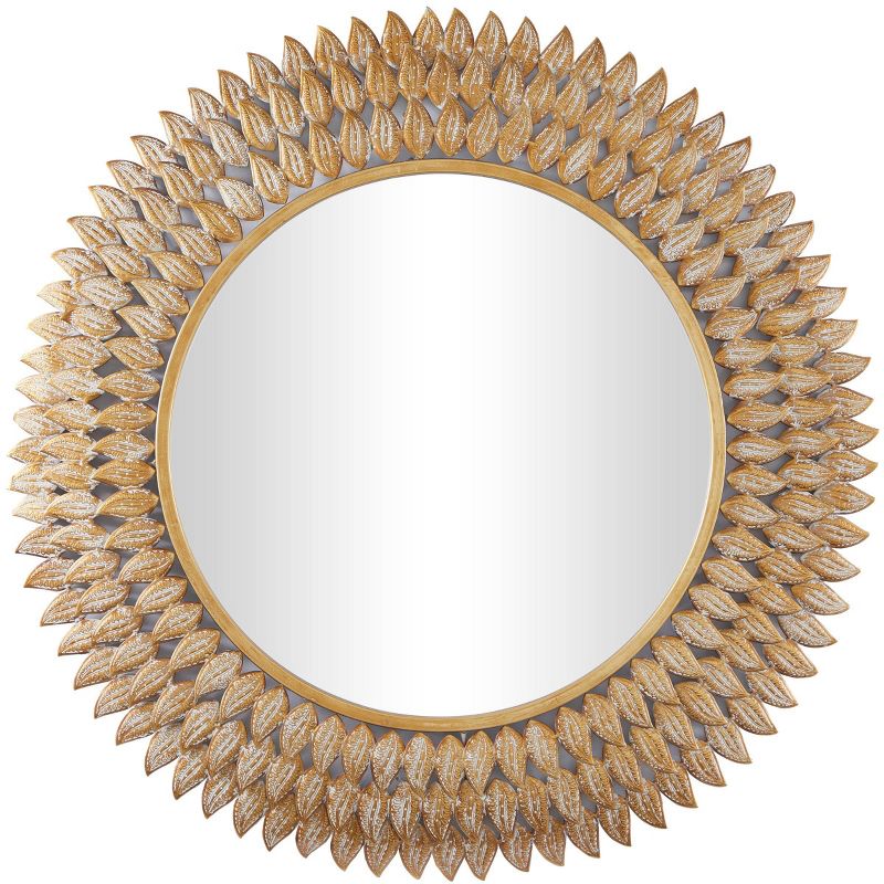 32&#34;x32&#34; Metal Leaf Radial Wall Mirror Gold - Olivia &#38; May, 1 of 6