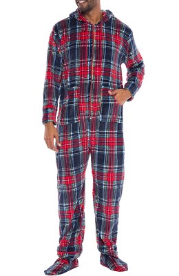 ADR Women's Hooded Footed Pajamas, Plush Adult Onesie, Winter PJs with Hood  Rainbow Small