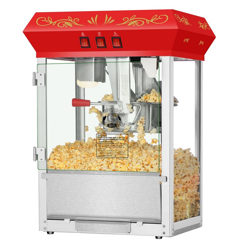 Superior Popcorn 8 oz. Movie Night Electric Countertop Popcorn Maker Machine - Red, 2 of 6