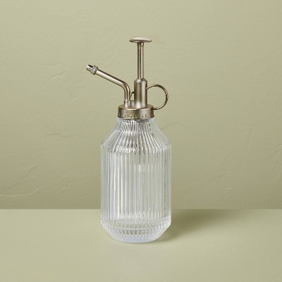 Etched Glass and Brass Soap Dispenser - Magnolia