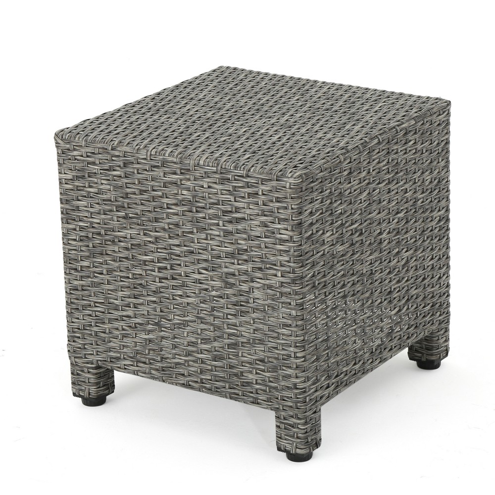 Photos - Garden Furniture Puerta Wicker Side Table - Mixed Black - Christopher Knight Home: Weather