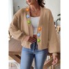 Coolmee Women's Floral Cardigan Print Button Down Long Sleeve V Neck Crop Cardigan Sweater - 2 of 4