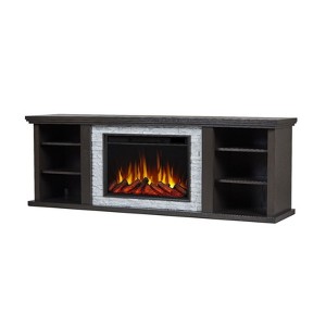 Kenai 72" Slim Electric Fireplace TV Stand in Dark Oak by Real Flame - 1 of 4