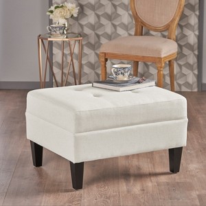 Airsurfer Medium Ivory White Ottoman Contemporary Upholstered Ottoman Versatile Furniture for Cozy Living Spaces - 1 of 4