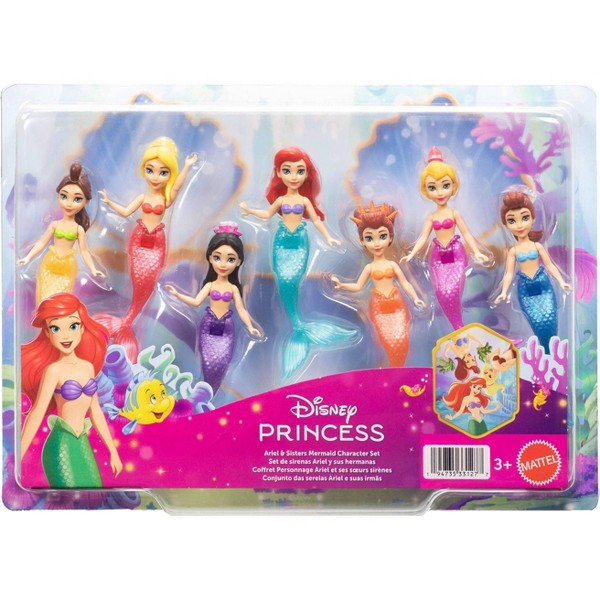 Set de personajes de sirena Disney Princess Ariel y sus hermanas con 7 muñecas pequeñas inspiradas en la película 6