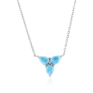 Caribbean Treasures Sterling Silver, Pear-Shaped Triple Cluster Larimar Necklace - Blue - 16+2 Inch - 1 of 2