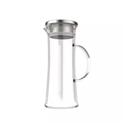 Hastings Home 50 oz. Glass Pitcher Carafe with Stainless Steel Filter Lid for Water, Coffee, Tea, Punch, Lemonade and More
