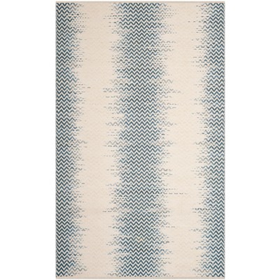 Bohemian Blue and Ivory Handwoven Cotton Kilim Rug - 4' x 6'