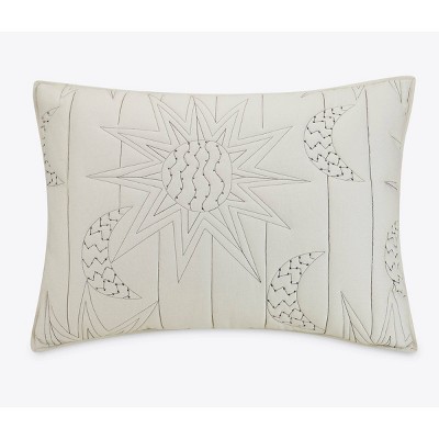 Full White Cotton Reversible Quilt Set with Graphic Detail