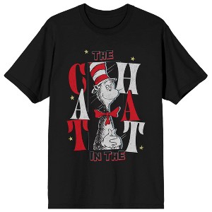 The Cat In The Hat Stars Adult Black Crew Neck Short Sleeve T-shirt - 1 of 3