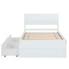 Okak Twin Platform Bed Frame with 2 Drawers Modern Bed with High Gloss Headboard Strong Wood Slats No Springs Required Easy Assembly, White - 4 of 4
