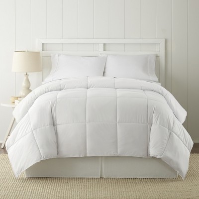 Queen White Microfiber Down Alternative Reversible Comforter Set