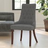Emma and Oliver Gray Fabric Tufted Chair with Curved Mahogany Legs - 2 of 4