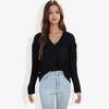 Anna-Kaci Women's Button-Up Cardigan V-Neck with Ribbed Hem - 3 of 4