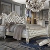 96" Eastern King Bed Vendome Antique Pearl Finish - Acme Furniture: Leather Upholstery, Chrome Frame, Tufted Design - 4 of 4