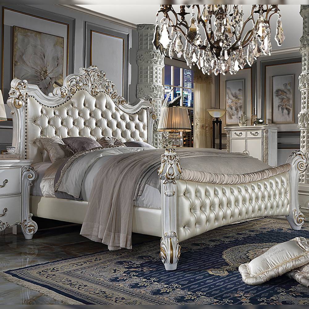 Photos - Bed Frame Vendome 96" Queen Bed and Antique Pearl - Acme Furniture