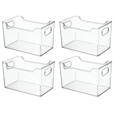 mDesign Deep Plastic Crafting Storage Organizer Bin with Handles - 4 Pack, Clear