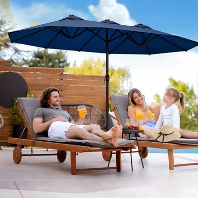 VisioGear Patio Umbrellas, Large Outdoor Table Umbrella for Garden Backyard, Market Umbrella with Crank Handle, Blue, 181.1"*106.2"*94.5"