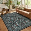Washable Modern Floral Print Area Rug for Living Room Bedroom, Indoor Farmhouse Large Non Slip Floor Carpet for Kitchen Dining Room - 2 of 4