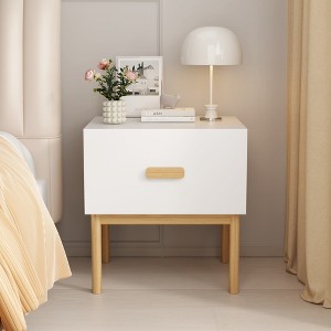 Racxily Modern Nightstand with Drawer, Minimalist Bedside Table with Wood Knob, Compact End Table for Bedroom, Apartment, Easy Assembly - 1 of 4