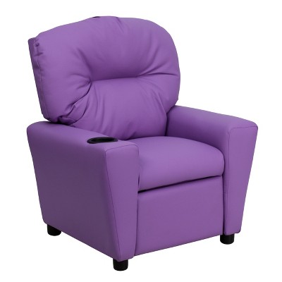 Emma And Oliver Lavender Vinyl Kids Recliner With Cup Holder : Target