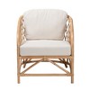 bali & pari Patsy Modern Bohemian White Fabric and Natural Brown Rattan Armchair - 3 of 4