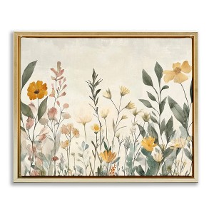Stupell Industries Shades Of Yellow Flowers Floating Frame Canvas Art, Gold, 31" x 25" - 1 of 4