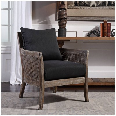 Sandstone Frame with Lush Dark Gray Fabric Coastal Accent Chair