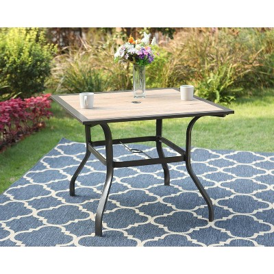 Outdoor Square Steel Dining Table - Brown - Captiva Designs