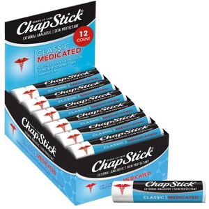 ChapStick Bulk Medicated Lip Balm 12-Pack – External Analgesic, Skin Protectant for Dry Lips & Cold Sore Pain Relief, 0.15 Oz Ea - 1 of 4