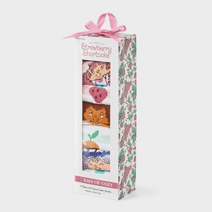 Women's Strawberry Shortcake Cozy Crew Socks Gift Box - Assorted Color 4-10 - 1 of 4