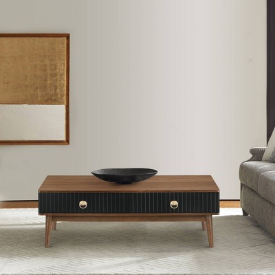 Amigo Veneer/Wood Coffee Table Black/Walnut - Armen Living