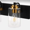 DORESshop 3-Light Matte Black Metal Vanity Light Farmhouse Industrial Wall Sconce with Clear Glass Shade Gold Socket Cups - 4 of 4