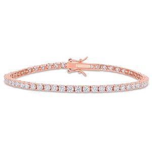 EVERLY JEWELRY | Rose Plated Sterling Silver 5 1/10 CT DEW Created White Moissanite Tennis Bracelet, 7-inch - 1 of 4