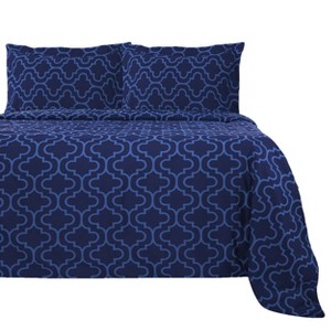 Cotton Flannel Solid or Trellis Heavyweight Duvet Cover Set with Matching Pillow Shams by Blue Nile Mills - 1 of 4