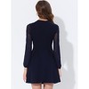 INSPIRE CHIC Women's Tie Neck Ruffled Mesh Long Sleeve Mini Dress - 3 of 4