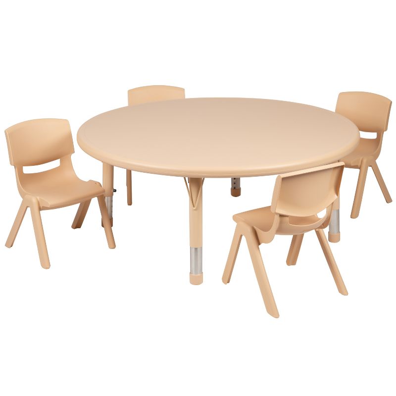 Flash Furniture 45" Round Plastic Height Adjustable Activity Table Set with 4 Chairs, 1 of 10